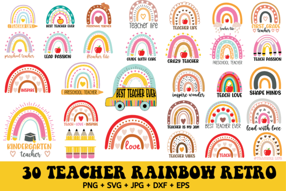 Boho Teacher Rainbow Svg Graphic Crafts By Creative Pro Svg