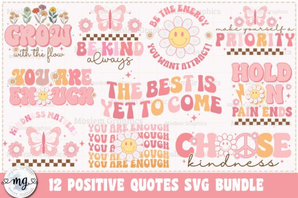 Positive Kindness Quotes SVG Bundle Graphic Crafts By Moslem Graphics