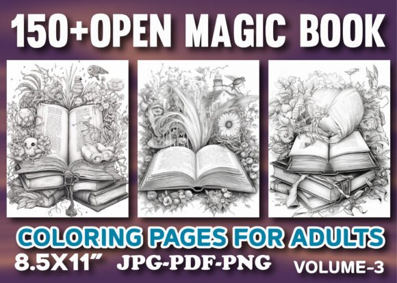 150+ Open Magic Book Coloring Pages Graphic Coloring Pages & Books Adults By ArT zone
