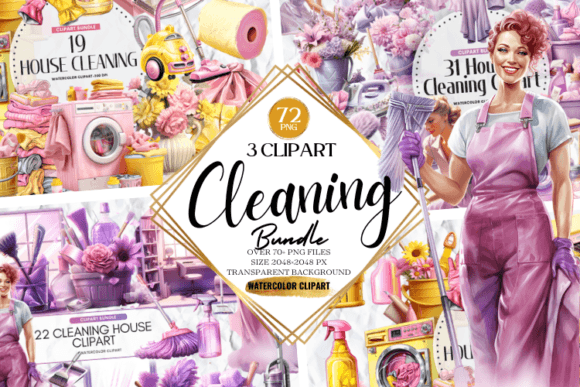 House Cleaning Clipart Png Huge Bundle Gráfico Ilustraciones Imprimibles Por Markicha Art