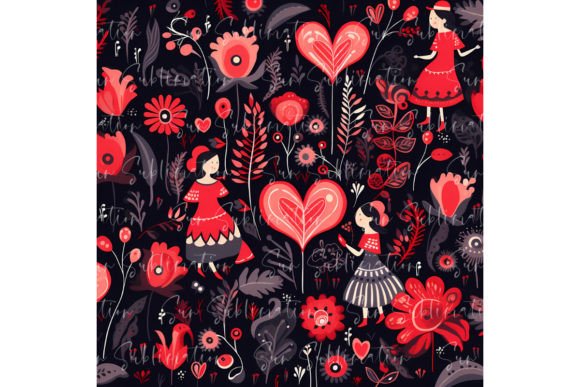 Pink Heart Motif Valentine's Day Pattern Graphic AI Patterns By Sun Sublimation