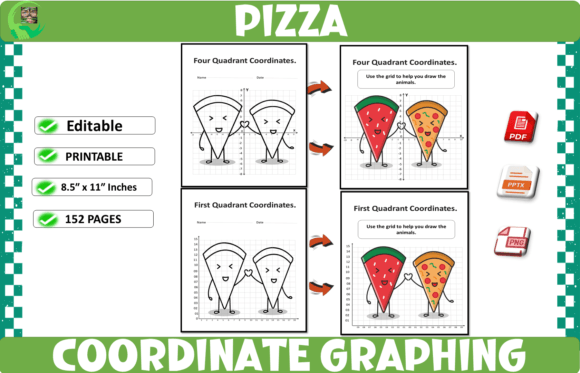 Pizza Coordinate Plane Graphing Mystery Graphic Teaching Materials By AME⭐⭐⭐