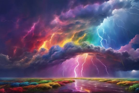 Rainbow Thunderstorm Background Graphic Textures By Forhadx5