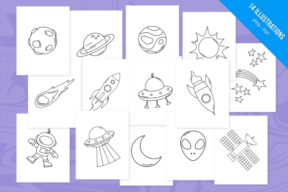 Space, Planets, Rockets Coloring Pages Graphic Coloring Pages & Books By Cmeree