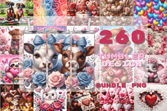 260 Valentine Tumbler Wrap Bundle Graphic Print Templates By Arinnnnn Design