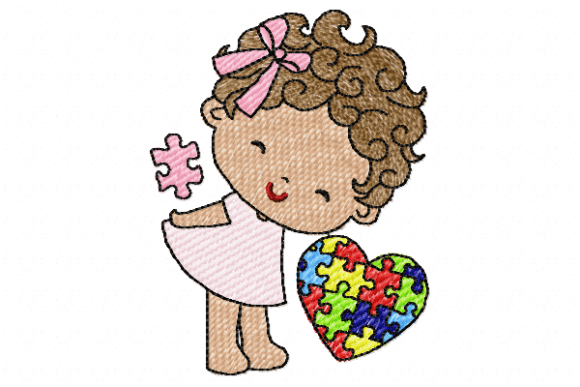 Autism Girl Boys & Girls Embroidery Design By Reading Pillows Designs
