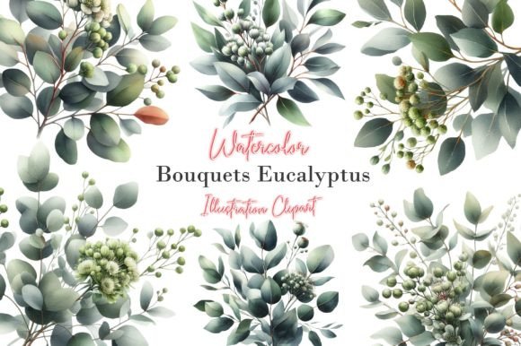Greenery Bouquets Eucalyptus Clipart Graphic Illustrations By Dreamshop