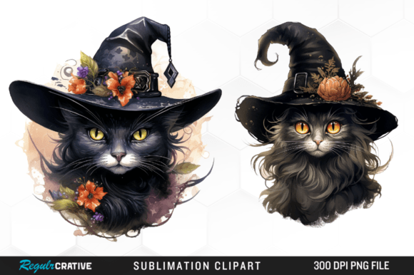 Halloween Black Cat Witch Clipart Png Graphic Illustrations By Regulrcrative