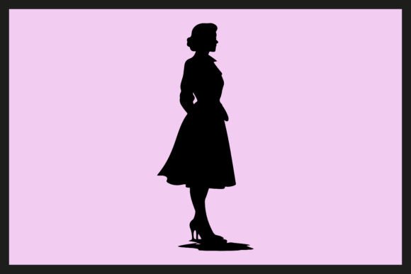 Standing Woman Vintage Silhouette Vector Graphic Illustrations By N-paTTerN