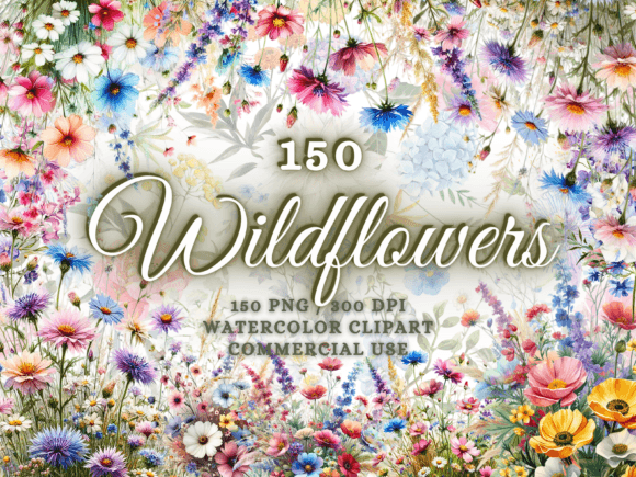 Wildflowers Clipart - Wildflowers Png Grafika Ilustracje do Druku Przez Artistic Revolution