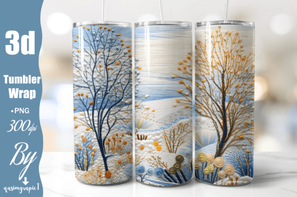 3D Embroidered Winter Country 20oz Wrap Gráfico Manualidades Por qasimgraphic1