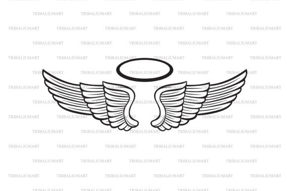 Angel Wings and Halo Graphic Illustrations By TribaliumArt