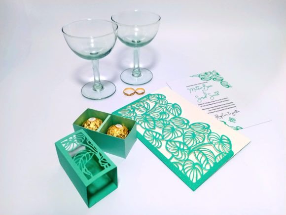 Anthurium Gift Box + Envelope Wedding Set Conjuntos Manualidades SVG 3D Por 3D SVG Crafts