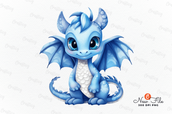 Cute Blue Dragon Sublimation Clipart Illustration Illustrations Imprimables Par Crafticy
