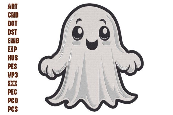 Cute Ghost Embroidery Design Halloween Embroidery Design By Hungry Art