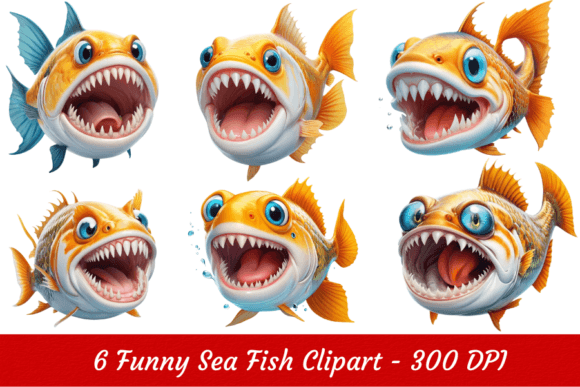 Funny Sea Fish Clipart Sublimation Afbeelding AI transparante PNG's Door Clipart