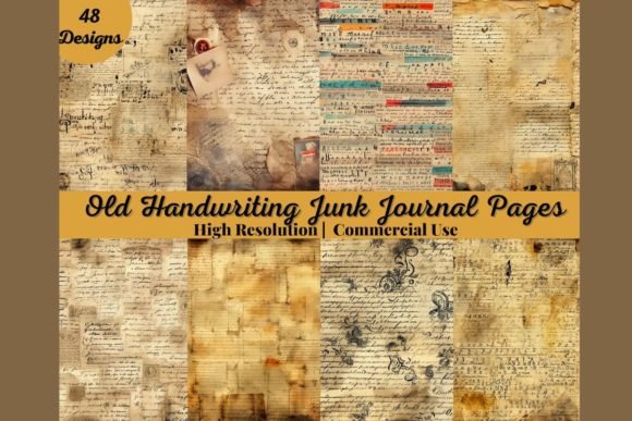 Old Handwriting Junk Journal Pages Graphic AI Patterns By 99CentsCrafts