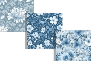 Shabby Chic Dusty Blue Floral Patterns Grafik Papier-Muster Von Creative River 2