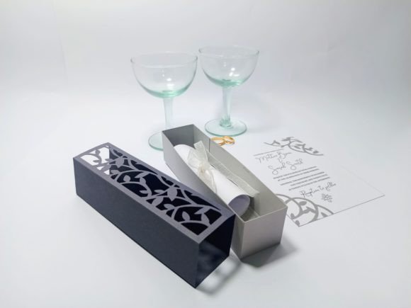 Vine Leaf Invitation Box and Table Place Card Set Sets 3D SVG-Plotterdatei Von 3D SVG Crafts