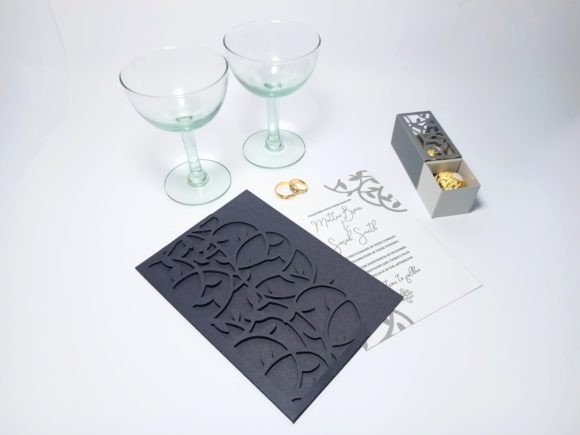 Vine Leaf Wedding Candy Box and Envelope Set Conjuntos Artesanato SVG 3D Por 3D SVG Crafts