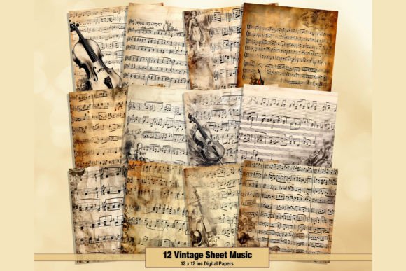Vintage Aged Sheet Music Graphic Backgrounds By artisticwayco