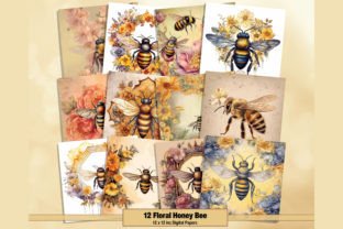 Watercolor Floral Honey Bee Gráfico Planos de Fundo Por artisticwayco 1