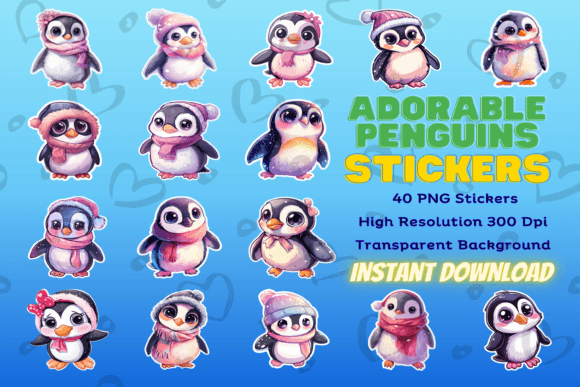 Adorable Penguins Sticker Collection Grafik KI Grafiken Von ElevenZeroTwo