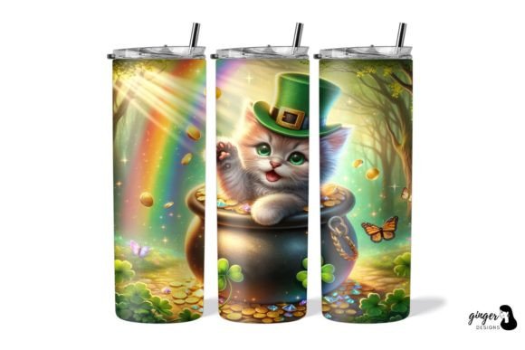 Cat St Patrick's Day 20oz Skinny Tumbler Graphic Print Templates By gingerdesign