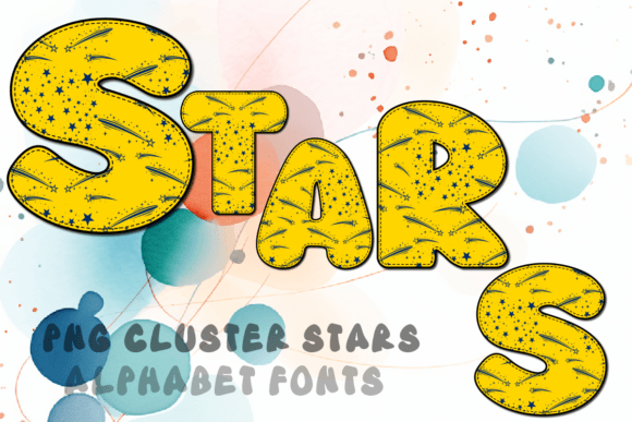 Cluster Stars Alphabet Fonts Graphic Objects By MOMAT THIRTYONE