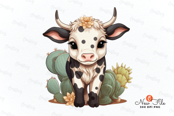 Cow with Castus Sublimation Clipart Graphic Illustrations By Crafticy