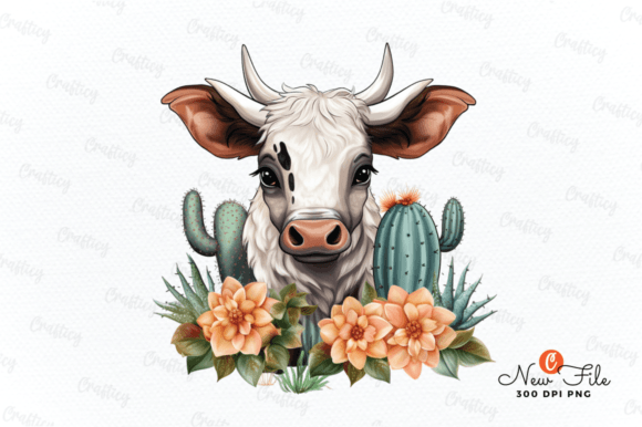 Cow with Castus Sublimation Clipart Graphic Illustrations By Crafticy