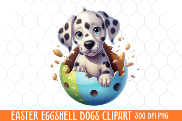 Easter Eggshell Dogs Clipart Sublimation Graphic Illustrations By CraftArt