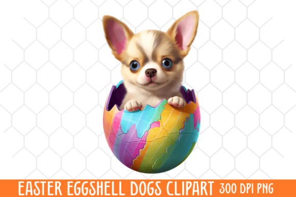 Easter Eggshell Dogs Clipart Sublimation Illustration Illustrations Imprimables Par CraftArt