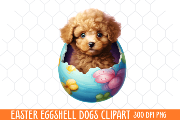 Easter Eggshell Dogs Clipart Sublimation Gráfico Ilustrações para Impressão Por CraftArt