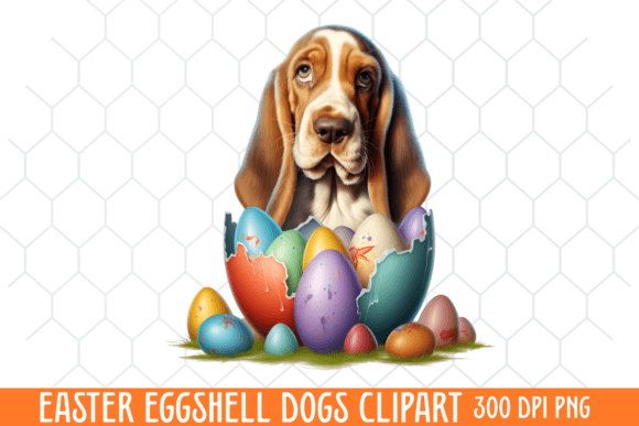 Easter Eggshell Dogs Clipart Sublimation Graphic Illustrations By CraftArt