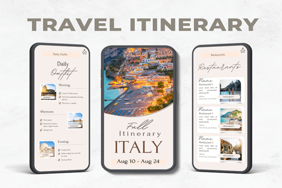 Editable Travel Itinerary Template Graphic Graphic Templates By MariShop99