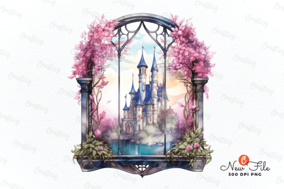 Fairy Castle Window Sublimation Clipart Graphic Illustrations By Crafticy
