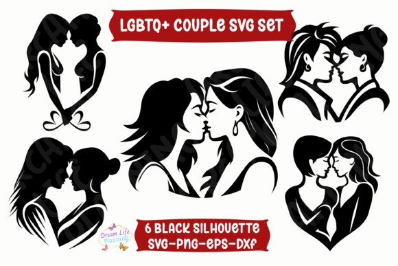 LGBTQ+ Couple SVG Set Grafika Rękodzieła Przez Dream Life Planning