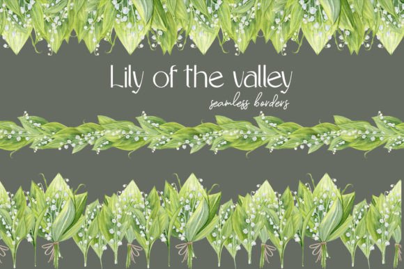 Lily of the Valley Seamless Border PNG Graphic Patterns By NataliArkushArt