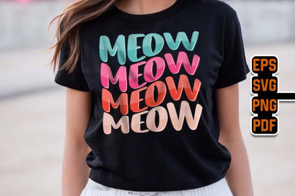 Meow - Cat Lover T-Shirt Design Grafika Projekty Koszulek Przez TeeBundle