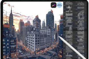 Procreate Skyline Cityscape Brush Stamps Graphic Brushes By kraftcake 1