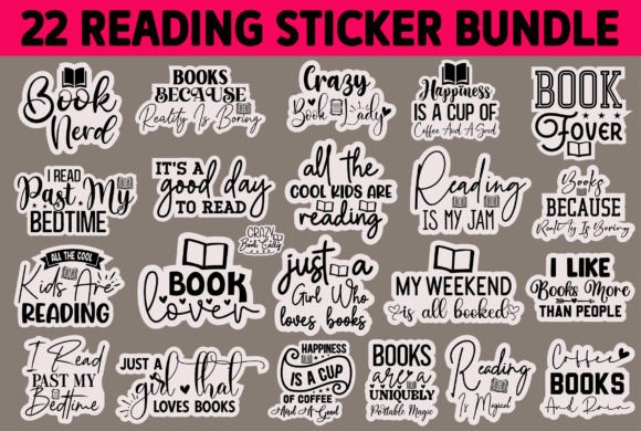 Reading & Books Stickers Bundle Graphic T-shirt Designs By PRIYANKA STUDIO
