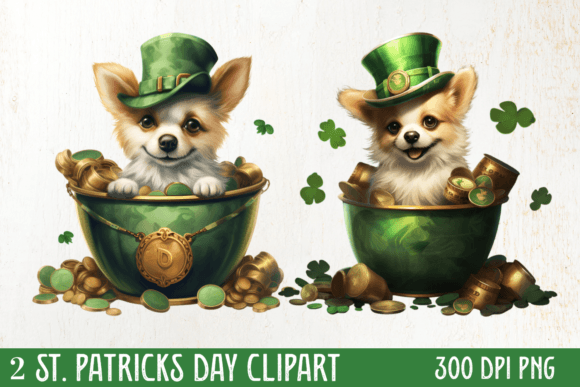 St. Patrick's Dog with Gold Coin Clipart Graphic Illustrations By CraftArt