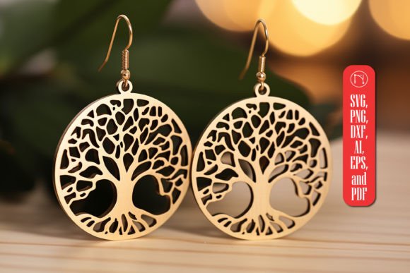 Tree of Life Earring SVG Laser Cut File Graphic 3D SVG By NGISED