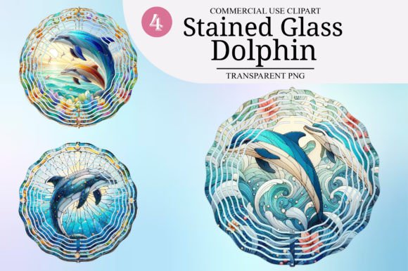 Watercolor Dolphin Stained Glass Clipart Graphic Illustrations By Creative Home
