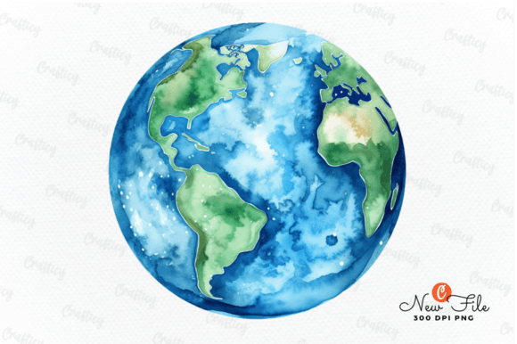 Watercolor Earth Planet Clipart Graphic Illustrations By Crafticy