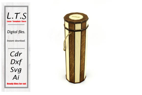 Wooden Wine Box. Laser Cut File Afbeelding 3D-SVG Door LTS