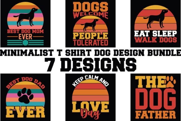 Minimalist T Shirt Dog Design Bundle Grafik Druck-Vorlagen Von Pixel Perfection