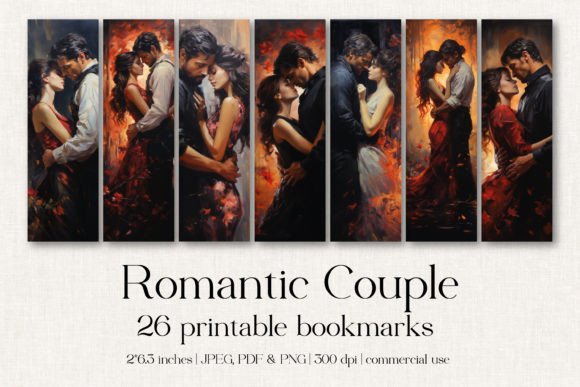 26 Romantic Couple Printable Bookmarks Graphic Crafts By TheArcherDesign