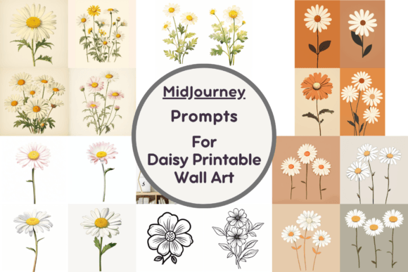 Ai Prompt for Daisy Printable Wall Art Graphic Illustrations By Milano Creative